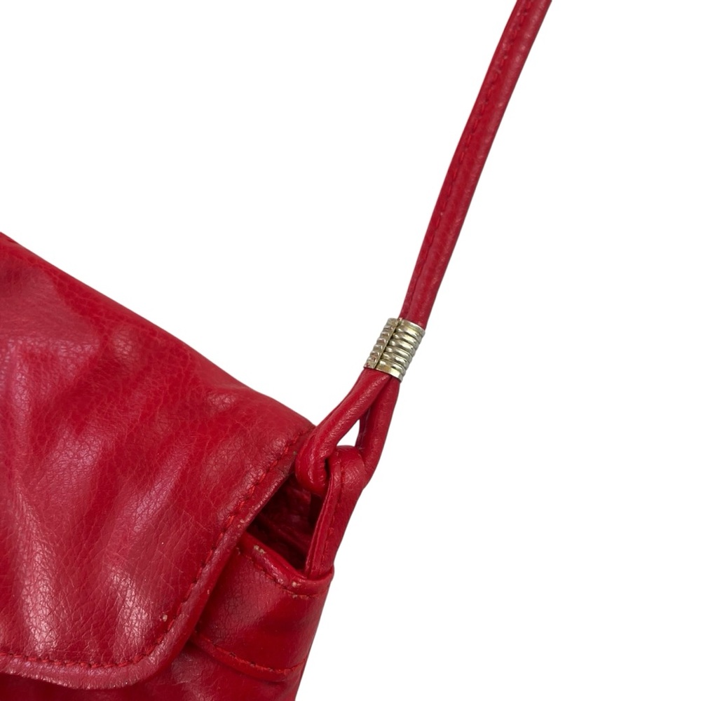 Vintage 80s bright red leather flap purse with bow detail - Picture 5 of 16